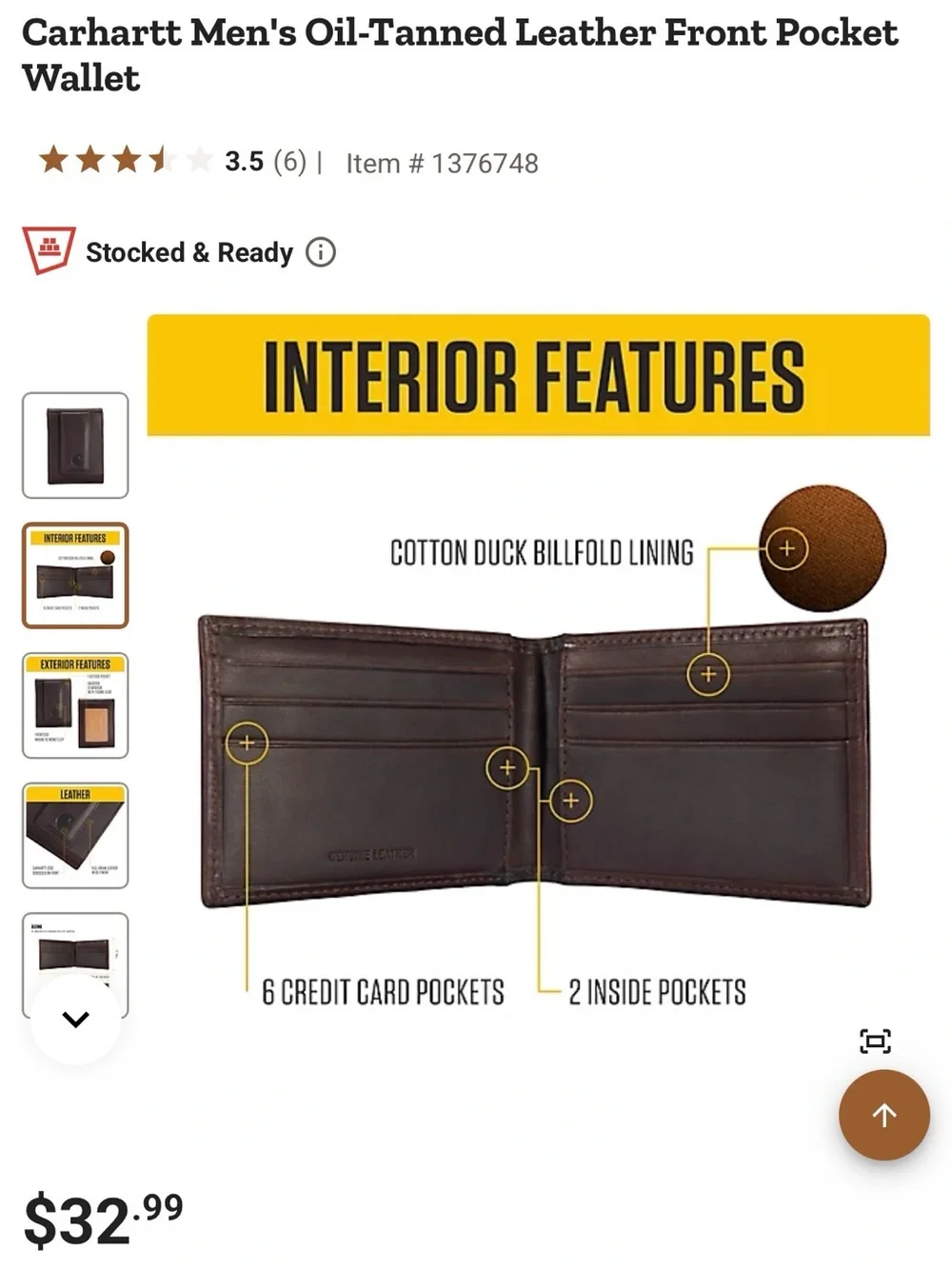 Carhartt Men's Oil-Tanned Leather Front Pocket Wallet